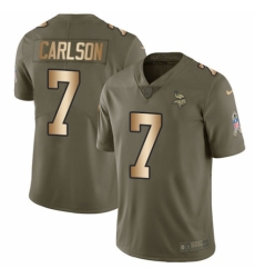 Men's Nike Minnesota Vikings #7 Daniel Carlson Limited Olive/Gold 2017 Salute to Service NFL Jersey