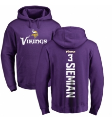 NFL Nike Minnesota Vikings #3 Trevor Siemian Purple Backer Pullover Hoodie