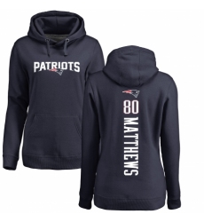 NFL Women's Nike New England Patriots #80 Jordan Matthews Navy Blue Backer Pullover Hoodie