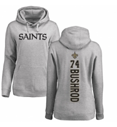 NFL Women's Nike New Orleans Saints #74 Jermon Bushrod Ash Backer Pullover Hoodie