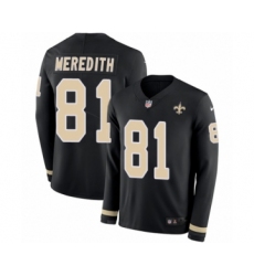 Men's Nike New Orleans Saints #81 Cameron Meredith Limited Black Therma Long Sleeve NFL Jersey