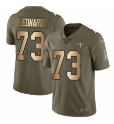 Men's Nike New Orleans Saints #73 Rick Leonard Limited Olive/Gold 2017 Salute to Service NFL Jersey