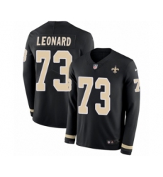 Youth Nike New Orleans Saints #73 Rick Leonard Limited Black Therma Long Sleeve NFL Jersey