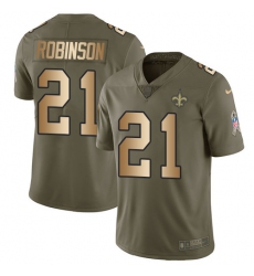 Men's Nike New Orleans Saints #21 Patrick Robinson Limited Olive Gold 2017 Salute to Service NFL Jersey
