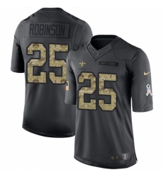 Men's Nike New Orleans Saints #25 Patrick Robinson Limited Black 2016 Salute to Service NFL Jersey