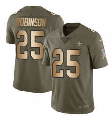 Youth Nike New Orleans Saints #25 Patrick Robinson Limited Olive/Gold 2017 Salute to Service NFL Jersey
