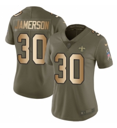 Women's Nike New Orleans Saints #30 Natrell Jamerson Limited Olive/Gold 2017 Salute to Service NFL Jersey