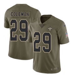 Men's Nike New Orleans Saints #29 Kurt Coleman Limited Olive 2017 Salute to Service NFL Jersey