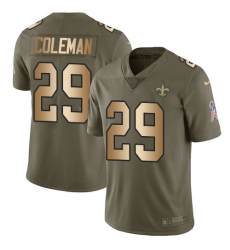 Youth Nike New Orleans Saints #29 Kurt Coleman Limited Olive Gold 2017 Salute to Service NFL Jersey