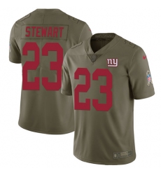 Men's Nike New York Giants #23 Jonathan Stewart Limited Olive 2017 Salute to Service NFL Jersey