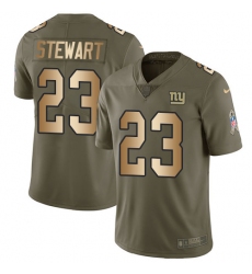 Youth Nike New York Giants #23 Jonathan Stewart Limited Olive Gold 2017 Salute to Service NFL Jersey