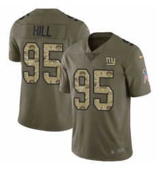 Men's Nike New York Giants #95 B.J. Hill Limited Olive/Camo 2017 Salute to Service NFL Jersey