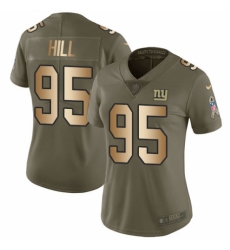 Women's Nike New York Giants #95 B.J. Hill Limited Olive/Gold 2017 Salute to Service NFL Jersey