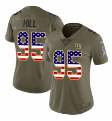 Women's Nike New York Giants #95 B.J. Hill Limited Olive/USA Flag 2017 Salute to Service NFL Jersey
