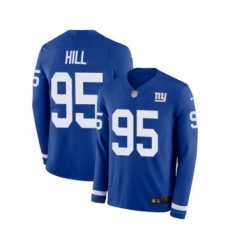 Youth Nike New York Giants #95 B.J. Hill Limited Royal Blue Therma Long Sleeve NFL Jersey