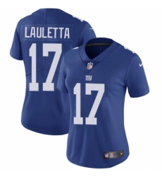 Women's Nike New York Giants #17 Kyle Lauletta Royal Blue Team Color Vapor Untouchable Limited Player NFL Jersey