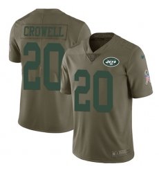 Youth Nike New York Jets #20 Isaiah Crowell Limited Olive 2017 Salute to Service NFL Jersey
