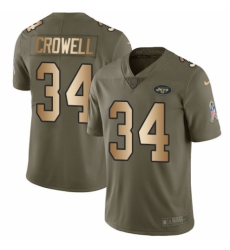 Youth Nike New York Jets #34 Isaiah Crowell Limited Olive/Gold 2017 Salute to Service NFL Jersey