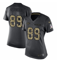 Women's Nike New York Jets #89 Chris Herndon Limited Black 2016 Salute to Service NFL Jersey