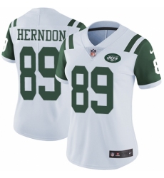Women's Nike New York Jets #89 Chris Herndon White Vapor Untouchable Limited Player NFL Jersey