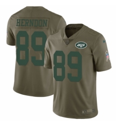 Youth Nike New York Jets #89 Chris Herndon Limited Olive 2017 Salute to Service NFL Jersey