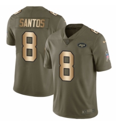 Youth Nike New York Jets #8 Cairo Santos Limited Olive/Gold 2017 Salute to Service NFL Jersey