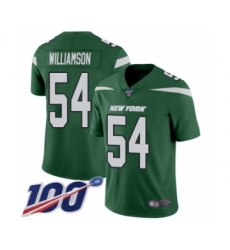 Men's New York Jets #54 Avery Williamson Green Team Color Vapor Untouchable Limited Player 100th Season Football Jersey