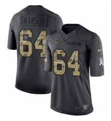 Men's Nike New York Jets #64 Travis Swanson Limited Black 2016 Salute to Service NFL Jersey