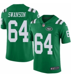 Men's Nike New York Jets #64 Travis Swanson Limited Green Rush Vapor Untouchable NFL Jersey
