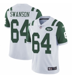 Men's Nike New York Jets #64 Travis Swanson White Vapor Untouchable Limited Player NFL Jersey