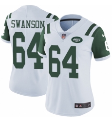 Women's Nike New York Jets #64 Travis Swanson White Vapor Untouchable Limited Player NFL Jersey
