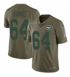 Youth Nike New York Jets #64 Travis Swanson Limited Olive 2017 Salute to Service NFL Jersey