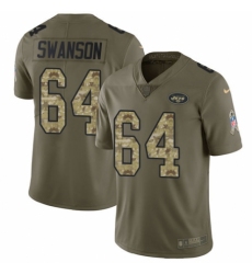 Youth Nike New York Jets #64 Travis Swanson Limited Olive/Camo 2017 Salute to Service NFL Jersey
