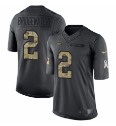 Men's Nike New York Jets #2 Teddy Bridgewater Limited Black 2016 Salute to Service NFL Jersey