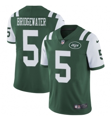 Men's Nike New York Jets #5 Teddy Bridgewater Green Team Color Vapor Untouchable Limited Player NFL Jersey