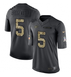 Youth Nike New York Jets #5 Teddy Bridgewater Limited Black 2016 Salute to Service NFL Jersey