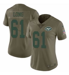 Women's Nike New York Jets #61 Spencer Long Limited Olive 2017 Salute to Service NFL Jersey
