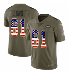 Youth Nike New York Jets #61 Spencer Long Limited Olive/USA Flag 2017 Salute to Service NFL Jersey