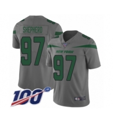 Men's New York Jets #97 Nathan Shepherd Limited Gray Inverted Legend 100th Season Football Jersey