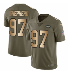 Men's Nike New York Jets #97 Nathan Shepherd Limited Olive/Gold 2017 Salute to Service NFL Jersey
