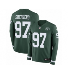 Youth Nike New York Jets #97 Nathan Shepherd Limited Green Therma Long Sleeve NFL Jersey