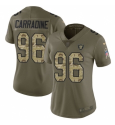 Women's Nike Oakland Raiders #96 Cornellius Carradine Limited Olive/Camo 2017 Salute to Service NFL Jersey