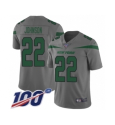 Men's New York Jets #22 Trumaine Johnson Limited Gray Inverted Legend 100th Season Football Jersey