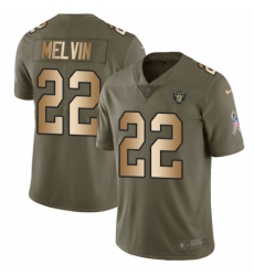 Youth Nike Oakland Raiders #22 Rashaan Melvin Limited Olive/Gold 2017 Salute to Service NFL Jersey