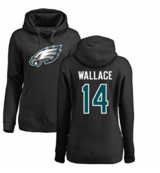Women's Nike Philadelphia Eagles #14 Mike Wallace Black Name & Number Logo Pullover Hoodie