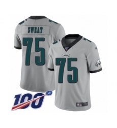 Men's Philadelphia Eagles #75 Josh Sweat Limited Silver Inverted Legend 100th Season Football Jersey