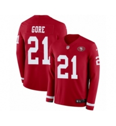Men's Nike San Francisco 49ers #21 Frank Gore Limited Red Therma Long Sleeve NFL Jersey