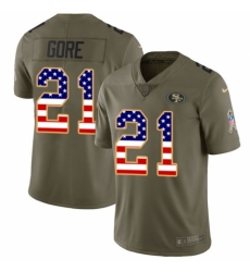 Youth Nike San Francisco 49ers #21 Frank Gore Limited Olive/USA Flag 2017 Salute to Service NFL Jersey
