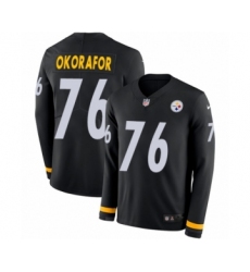 Youth Nike Pittsburgh Steelers #76 Chukwuma Okorafor Limited Black Therma Long Sleeve NFL Jersey