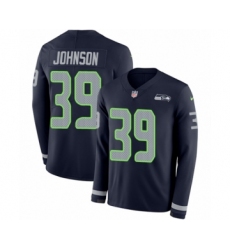 Men's Nike Seattle Seahawks #39 Dontae Johnson Limited Navy Blue Therma Long Sleeve NFL Jersey